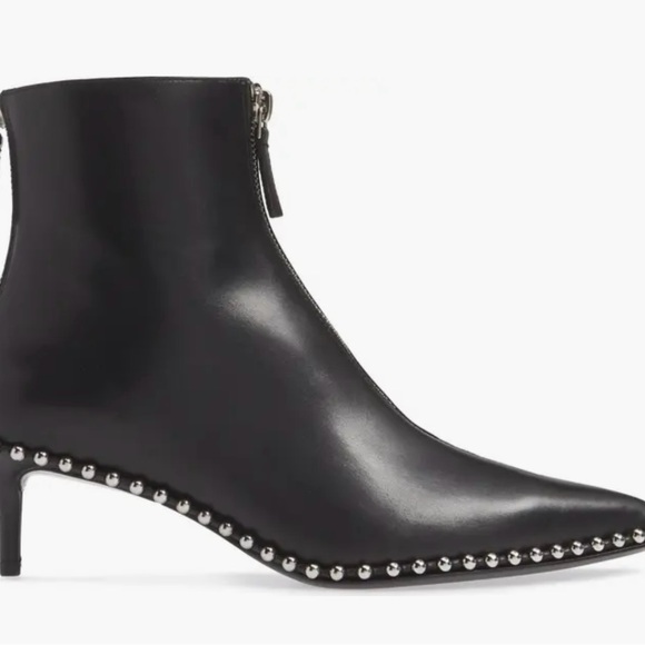 ALEXANDER WANG Eri Leather Studded Boot Zip Pointed Kitten Heel Size 39.5 US 9.5 - Picture 6 of 12